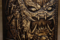 Handmade Leather Tooled Alien-Predator Mens Long Wallet Cool Leather Wallet Clutch Wallet for Men - imessengerbags