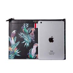 Handmade Leather Mens Clutch Birds Cool Slim Wallet Zipper Clutch Wristlet Wallet for Men