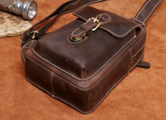 Handmade Leather Mens Cool Chest Bag Sling Bag Crossbody Bag Travel Bag Hiking Bag for men