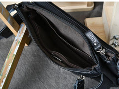 Black Leather Fanny Pack Mens Waist Bag Hip Pack Belt Bag for Men - imessengerbags