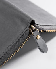 Handmade Leather Mens Cool Slim Leather Zipper Wallet Men Small Wallets Bifold for Men - imessengerbags