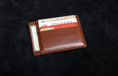 Genuine Leather Mens Cool Slim Front Pocket Wallet Leather Wallet Men Small Wallets  for Men - imessengerbags