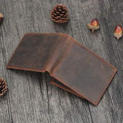 Handmade Leather Mens Cool Slim Leather Wallet Card Wallet Holders Men Small Wallets Trifold for Men - imessengerbags