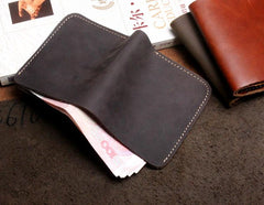 Handmade Leather Mens Cool Slim Leather Wallet Men Small Wallets Bifold for Men - imessengerbags