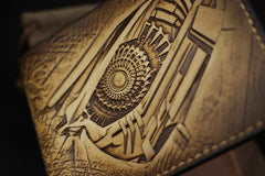 Handmade Leather Tooled Transformers Megatron Mens billfold Wallet Cool Leather Wallet Slim Wallet for Men - imessengerbags