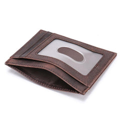 Handmade Leather Mens Cool Slim Leather Wallet Card Wallet Holders Men Front Pocket Wallet for Me - imessengerbags