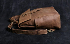 Genuine Leather Mens Cool Backpack Sling Bag Large Black Travel Bag Hiking Bag for men