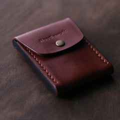 Cool Beige Wooden Leather Mens Wallet Small Card Holder Coin Wallet for Men