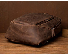 Brown Casual Mens Leather 15-inch Large Laptop Backpacks Brown Travel Backpacks School Backpacks for men - imessengerbags