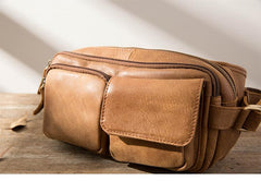 Leather Mens FANNY PACK MENS WAIST BAG HIP PACK BELT BAG FOR MEN - imessengerbags