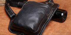 Genuine Leather Mens Cool Chest Bag Sling Bag Crossbody Bag Travel Bag Hiking Bag for men