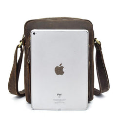 Handmade Leather Mens Cool Small Messenger Bag iPad Bag Chest Bag Bike Bag Cycling Bag for men
