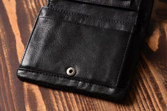 Handmade Mens Cool billfold Leather Wallet Men Small Slim Wallets Bifold for Men - imessengerbags