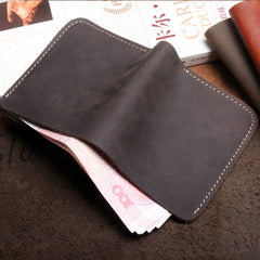 Handmade Leather Mens Cool Slim Leather Wallet Men Small Wallets Bifold for Men - imessengerbags