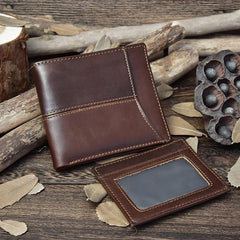 Handmade Leather Mens Cool Slim Leather Wallet Card Wallet Holders Men Small Wallets Bifold for Men - imessengerbags
