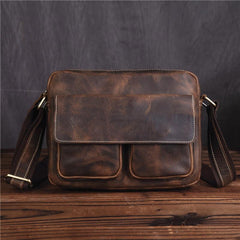 Genuine Leather Mens Cool Messenger Bag SHOULDER BAG CHEST BAG BIKE BAG CYCLING BAG - imessengerbags