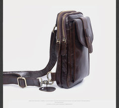 Genuine Leather Mens Cool Chest Bag Sling Bag Crossbody Bag Travel Bag Hiking Bag for men - imessengerbags