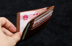 Genuine Leather Mens Cool Slim Front Pocket Wallet Leather Wallet Men Small Wallets  for Men - imessengerbags