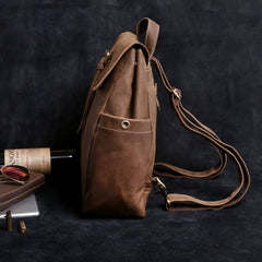 Genuine Leather Mens Cool Backpack Sling Bag Large Black Travel Bag Hiking Bag for men