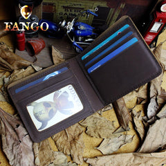 Handmade Leather Mens Cool Slim Leather Wallet Men billfold Wallets Bifold for Men - imessengerbags