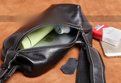Genuine Leather Mens Cool Chest Bag Sling Bag Crossbody Bag Travel Bag Hiking Bag for men