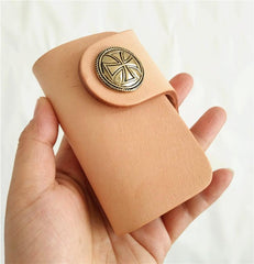 Handmade Mens Beige Leather Biker Key Wallets Cool Small Key Wallet Key Holder