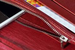 Handmade Leather Tooled Trifold Henna Floral Mens Long Wallet Cool Leather Wallet Clutch Wallet for Men - imessengerbags