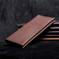 Handmade Leather Mens Cool Long Leather Wallet Clutch Wristlet Wallet for Men - imessengerbags