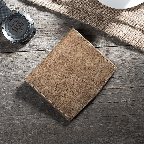 Handmade Leather Mens Cool Slim Leather Wallet Men Small Wallets Bifold for Men - imessengerbags
