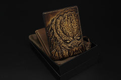 Handmade Leather Tooled Predator Mens billfold Wallet Cool Leather Wallet Slim Wallet for Men - imessengerbags