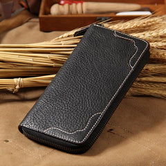 Cool Handmade Leather Mens Clutch Vintage Zipper Wallet for Men