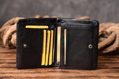 Handmade Mens Cool billfold Leather Wallet Men Small Slim Wallets Bifold for Men - imessengerbags