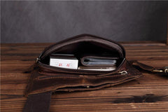 Genuine Leather Mens Cool Chest Bag Sling Bag Crossbody Bag Travel Bag Hiking Bag for men