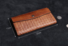 Handmade Leather Mens Cool Long Leather Wallet Card Wallet Clutch Wristlet Wallet for Men - imessengerbags