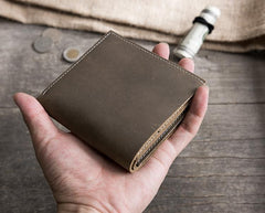 Handmade Leather Mens Cool Slim Leather Wallet Men Small Wallets Bifold for Men - imessengerbags