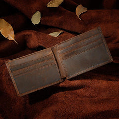 Handmade Leather Mens Cool Slim Leather Wallet Card Wallet Holders Men Small Wallets Bifold for Men - imessengerbags