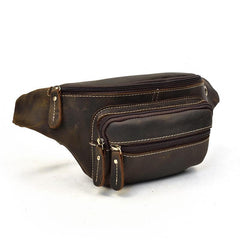 Vintage Leather Fanny Pack Mens Waist Bag Hip Pack Belt Bag for Men