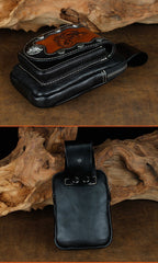 Cool Leather Mens Engraved Scorpion Biker Belt Pouch Waist Bag Drop Leg Bag for Men