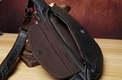 Genuine Leather Mens Cool Chest Bag Sling Bag Crossbody Bag Travel Bag Hiking Bag for men - imessengerbags