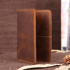 Handmade Genuine Leather Slim Wallet Bifold Long Wallet Passport Purse Bag For Mens - imessengerbags
