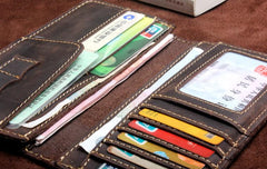 Handmade Leather Mens Wallet Cool Long Leather Wallet Clutch Wristlet Wallet for Men - imessengerbags