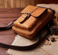 Leather Belt Pouch Mens Small Cases Waist Bag Hip Pack Belt Bag Fanny Pack Bumbag for Men - imessengerbags