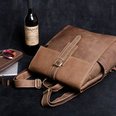 Genuine Leather Mens Cool Backpack Sling Bag Large Black Travel Bag Hiking Bag for men