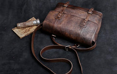 Genuine Leather Mens Cool Messenger Bag Briefcase Chest Bag Bike Bag Cycling Bag for men