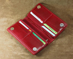 Handmade Leather Tooled Trifold Henna Floral Mens Long Wallet Cool Leather Wallet Clutch Wallet for Men - imessengerbags