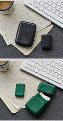 Cool Black Leather Mens 14pcs Cigarette Holder Case Cool Custom Cigarette Case for Men - imessengerbags