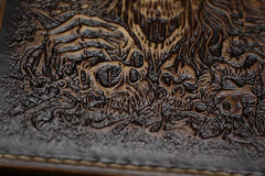 Handmade Leather Tooled Death Metal Mens billfold Wallet Cool Leather Wallet Slim Wallet for Men - imessengerbags