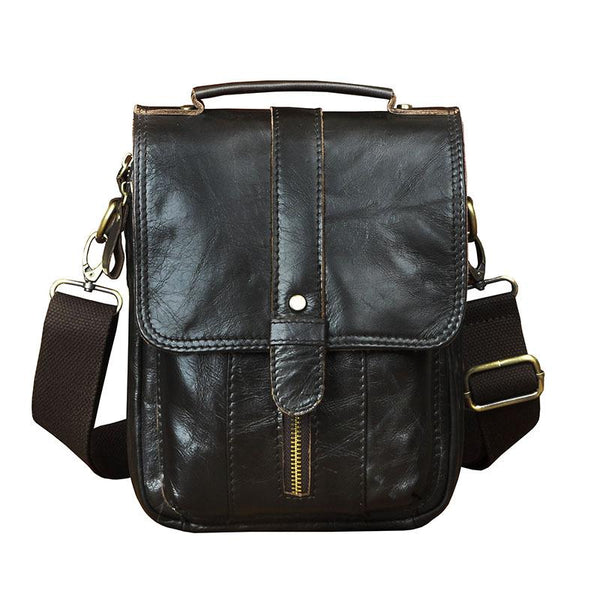 Cool Mens Leather Small Messenger Bag Vintage CrossBody Bag Handbag Shoulder Bag For Men