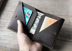 Handmade Leather Mens Cool Slim Leather Wallet Men Small Wallets Bifold for Men - imessengerbags
