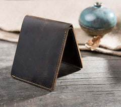 Handmade Leather Mens Cool Slim Leather Wallet Men Small Wallets Bifold for Men - imessengerbags